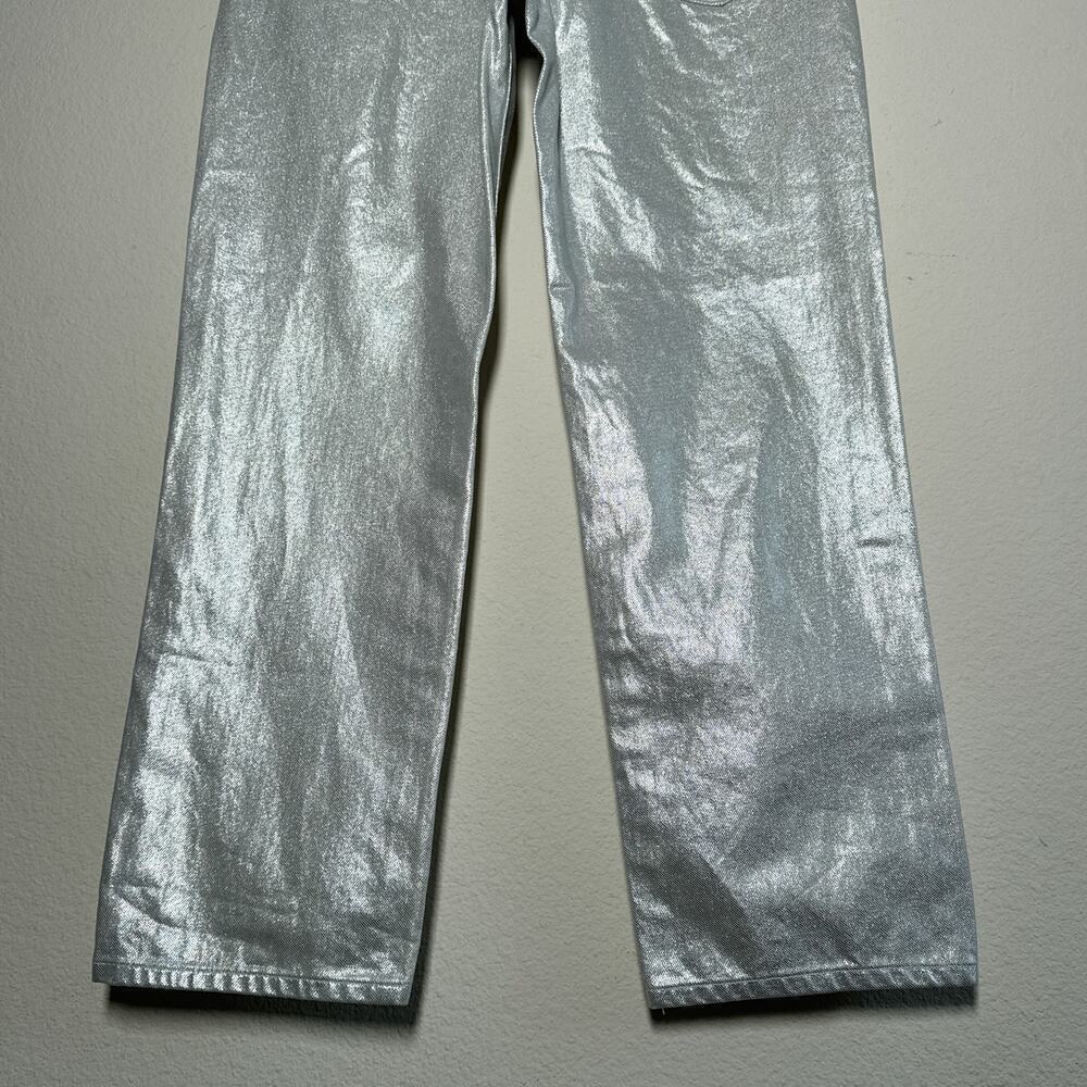 Rebecca Minkoff Silver Metallic Straight Leg Jeans Size 8 Y2K - Picture 12 of 12